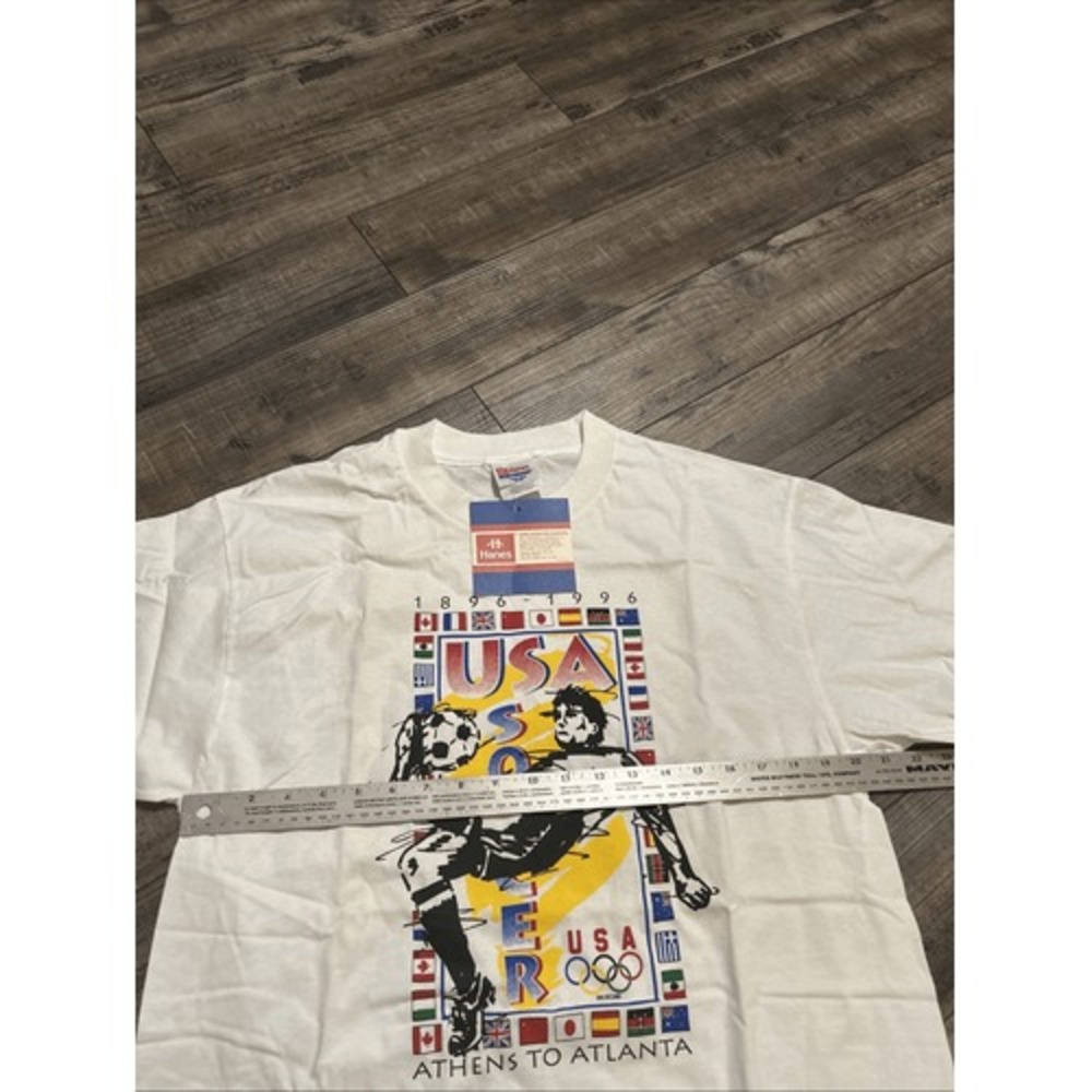1996 Atlanta Olympics Soccer Vintage Men's Tee L Single Stitch NWT Rare - Picture 5 of 8